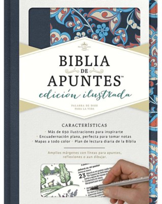 RVR 1960 Biblia de Apuntes Ed. Ilustrada, Tela Rosada y Azul (Notetaking Bible Illustrated Ed. Pink & Blue Cloth over Board)  - 