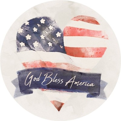 Heart God Bless America Round Car Coaster  - 