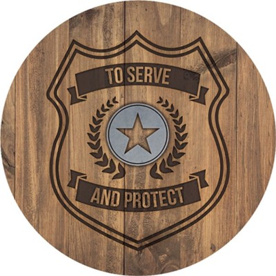Wood Police Officer Round Car Coaster  - 