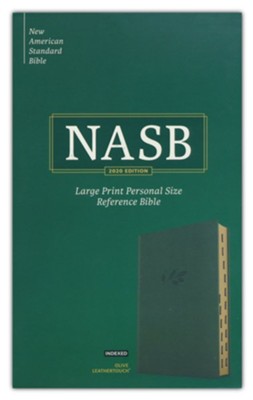 NASB Large-Print Personal-Size Reference Bible--soft leather-look, olive (indexed)  - 