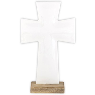 Enamel Standing Cross, White, Large  - 