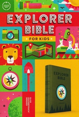 CSB Explorer Bible for Kids, Compass--soft leather-look, olive (indexed)  - 
