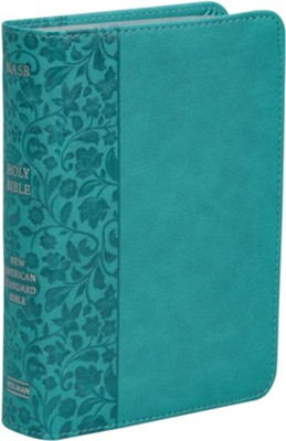 NASB Large-Print Compact Reference Bible--soft leather-look, teal  - 