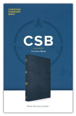CSB Thinline Bible--genuine leather, black  - 
