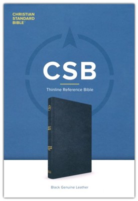 CSB Thinline Reference Bible--genuine leather, black  - 