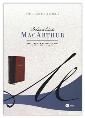 NBLA Biblia de Estudio MacArthur, Leathersoft, Cafe, Interior a dos colores, con indice (NBLA MacArthur Study Bible--soft leather-look, brown (indexed))  - 