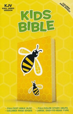 KJV Kids Bible--soft leather-look, honeycomb yellow with bee  - 