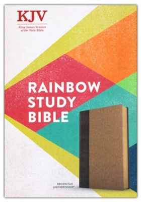 KJV Rainbow Study Bible--soft leather-look, brown/tan  - 