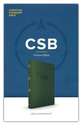 CSB Thinline Bible--soft leather-look, olive  - 
