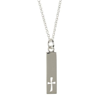 Bar with Cutout Cross Mini Necklace  - 