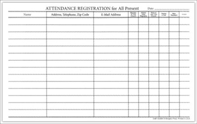 Attendance Registration Pad (Package of 12)  - 
