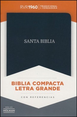 Biblia Compacta RVR 1960 Letra Grande, Piel Fab. Negra  (RVR 1960 Large-Print Compact Bible, Bon. Leather, Black)  - 