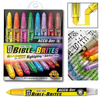 Bible Brites Highlighters, Accu-Dry, 8 Pack  - 