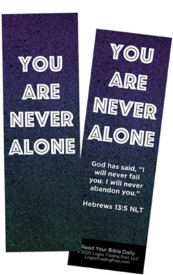 You Are Never Alone, Hebrews 13:5 Bookmarks, Pack of 25  - 