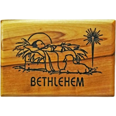 Bethlehem Baby Jesus Horizontal Olive Wood Magnet  - 