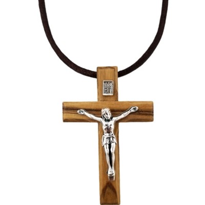 Simple Latin Cross Olive Wood Necklace
