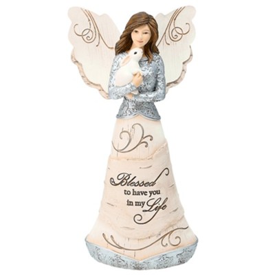 Blessed Angel Holding a Bunny Figurine  - 