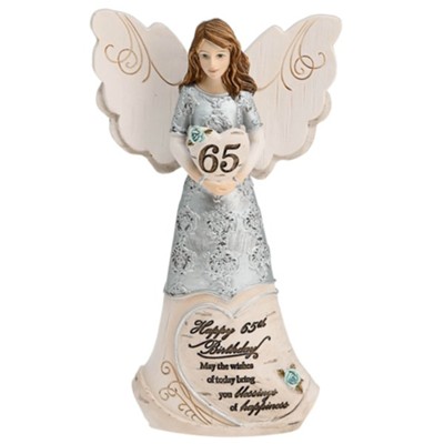 65th Birthday Angel Holding a Heart Figurine  - 
