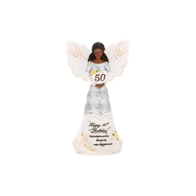 50th Birthday Angel Figurine Holding Heart  - 