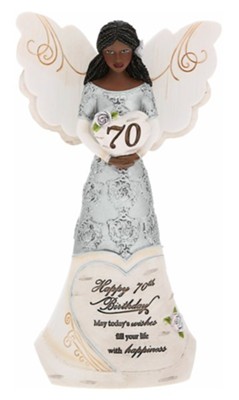 70th Birthday Angel Figurine Holding Heart  - 