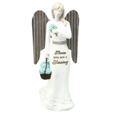 Mom You Are A Blessing Angel with Basket of Flowers Figurine  - 