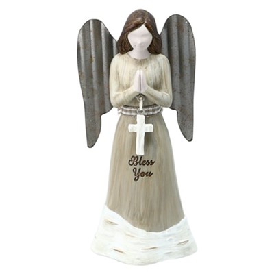 Bless You Angel Holding Cross Ornament  - 