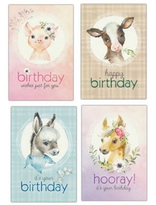Birthday, Cute Critters, Box of 12 Cards (KJV)  - 