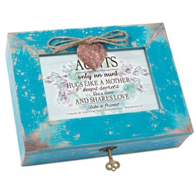 Aunts -Only An Aunt Hugs Like a Mother, Music Box w Locket ...