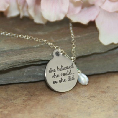 She Believed She Could... So She Did Disk Charm Necklace  - 
