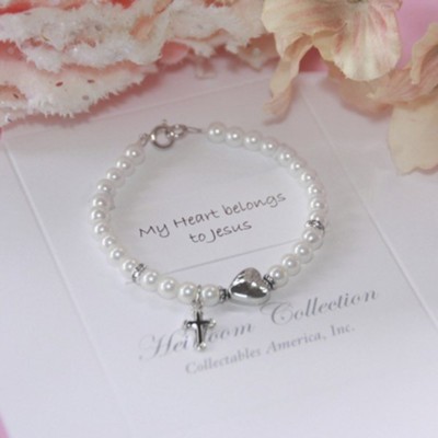 My Heart Belongs to Jesus Pearl and Heart Bracelet, 6 Inches ...