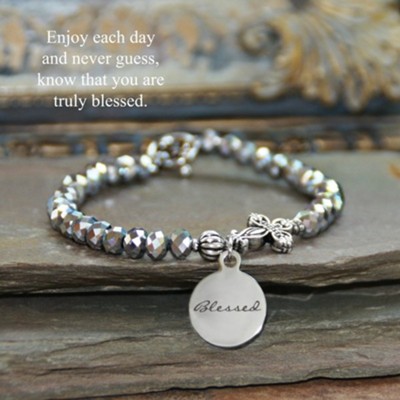 Blessed Beaded Bracelet, Silver  - 