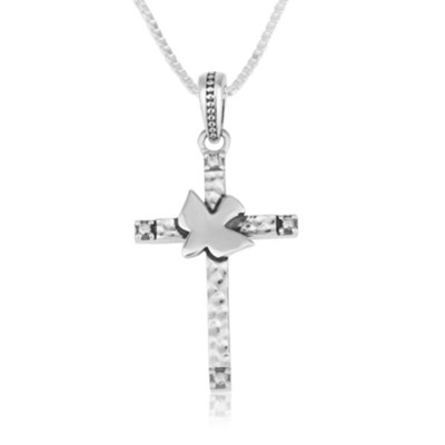 Dove and Textured Cross Silver Pendant  -     By: Marina
