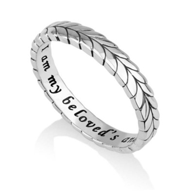 English Engraved Beloved Patterned Ring, Size 8  -     By: Marina

