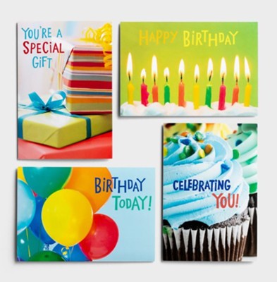 Bright Birthday Cards, Box of 12 (various translations)  - 