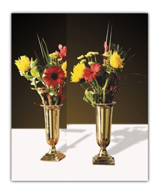 Brass Altar Vases with Liners, Set of 2   - 