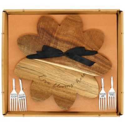 Love Blooms Here, Flower, Acacia Cheese/Bread Board Set  - 