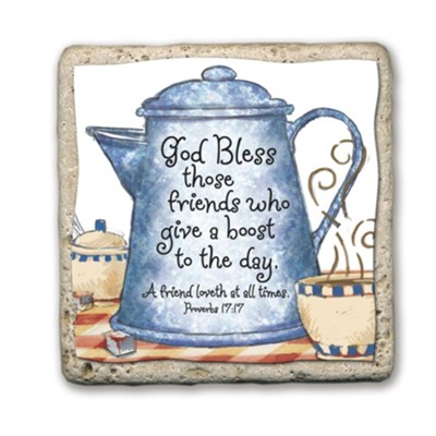 God Bless Friend Coffee Pot Sentiment Tile  - 