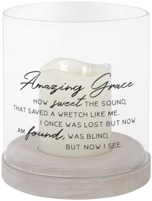 Amazing Grace, LED Glass Hurricane  - 