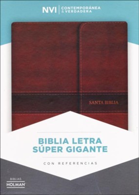 Biblia NVI Letra Super Gigante, Piel Fab. Marron, c/ Cierre    (NVI Super Giant Print Bible, Bon. Leather, Brown, w/ Flap)  - 