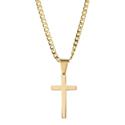 Slim Box Cross Necklace, Gold - Christianbook.com