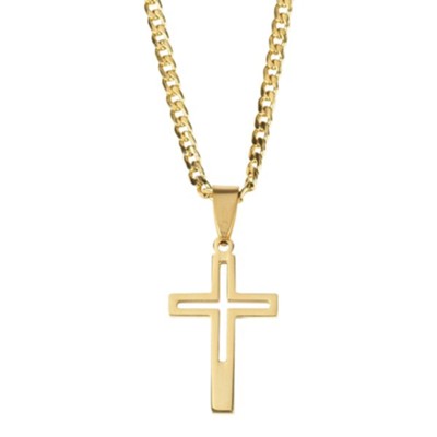 Cross, Cutout Cross, Necklace, Gold - Christianbook.com