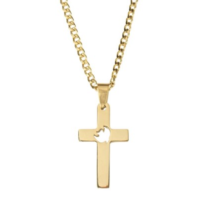 Cross with Dove Cutout Necklace, Gold - Christianbook.com
