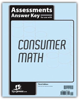 BJU Press Consumer Math Assessments Key (3rd Edition)  - 