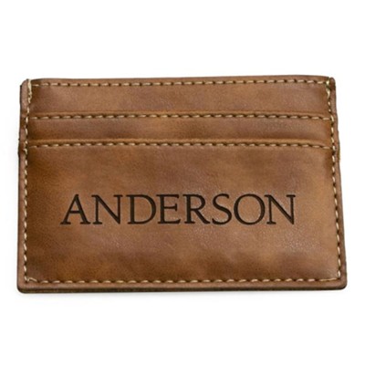 Personalized, Leather Wallet with Name, Brown 