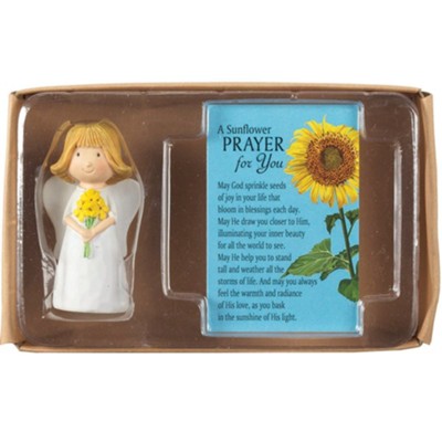 Angel Holding Flowers Figurine with Itty Bitty Blessings Card  - 