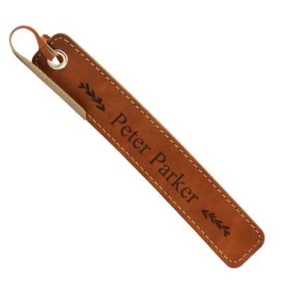 Personalized, Bookmark, Faux Leather, with Name, Tan   - 