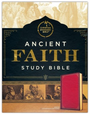 CSB Ancient Faith Study Bible- Leathertouch Over Board,  Crimson  - 