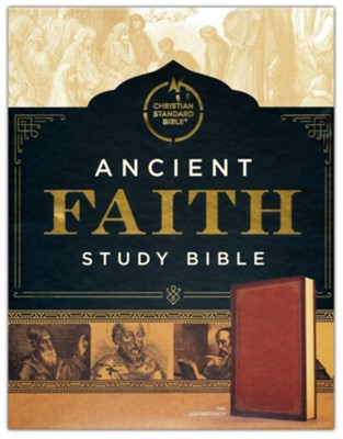 CSB Ancient Faith Study Bible--soft leather-look, tan  - 