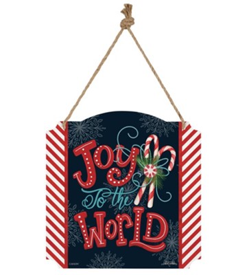 Joy To The World, Candy Cane, Metal Wall Decor  -     By: Nicole Tamarin
