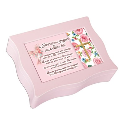 A Baptismal Prayer for A Sweet Girl Music Box, Pink  - 
